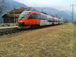 4023 008-8 als R 4239 (St. Veit a. d. Glan - Lienz) am 17.3.2015 beim Halt in Greifenburg-Weißensee.