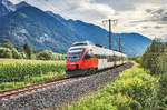 4024 118-4 fährt als S1 4260 (Lienz - Friesach) bei Berg im Drautal vorüber.
Aufgenommen am 27.7.2017.