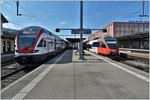RE4875 mit 511 027 nach Chur und 4024 031-9 als S3 5766 nach Bregenz in St.Margrethen.