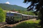 Sonderzug anläßlich des 20-jährigen Jubiläums des Südbahnmuseums in Mürzzuschlag gezogen vom Gepäcktriebwagen 4061.13 bei Steinhaus.(08.06.2014)