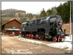 Zahnradlok 297 401 steht als Denkmal beim Bahnhof in Vordernberg Markt.Sie ist die strkste Zahnradlok der Welt!  16.2.2008