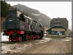 Zahnradlok 297 401 steht als Denkmal beim Bahnhof in Vordernberg Markt.Sie ist die strkste Zahnradlok der Welt!  16.2.2008