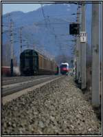 Nachschuss auf den EM Taurus 1116 084 Russland der mit einem Regionalzug von Zeltweg nach Bruck an der Mur fhrt. Zeltweg 26.1.2008
