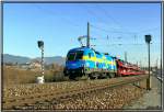 EM-Taurus 1116 029 Schweden mit einem Semesterreisezug von Wien nach Villach.
9.2.2008