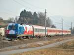 1216 226  EM-Tschechien  war am 23.02.2008
zur Befrderung des EC 100  Joze Plecnik 
eingeteilt.Auf dem Bild befindet sich
der Zug kurz nach Wartberg/Kr.