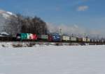 1216 004 „EM-Italien“ mit eine Rola nach Brennersee am 25.02.2009 bei Brixlegg.