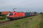 1116 163 mit einem Container-Ganzzug auf den Weg nach Spielfeld/Straß! Fotografiert in Wagna (Leibnitz), am 04.08.2014.