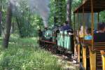 Dampflok 1 der wiener Liliputbahn in der Schleife nach der Hst.