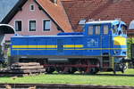 Die Diesellokomotive 383.10 war Anfang September 2019 in der Nähe des Bahnhofes in Weizelsdorf abgestellt.