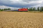 Hier fährt der Nostalgieexpress Leiser Berge gerade an der Dabsch Kaserne in Korneuburg vorbei.