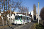 Am 13. Jänner 2012 ist TW 533 als Linie 5 nahe der Haltestelle Grazerstraße in Richtung Puntigam unterwegs.