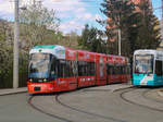 Graz. Cityrunner 668 der Graz Linien verlässt hier am 16.04.2021 als Linie 4 die Schleife Laudongasse.