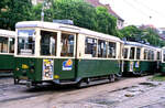 Viele Wagen der Grazer Straßenbahn waren im Freien abgestellt, so auch Beiwagen 336
Datum: 15.07.1986