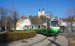 Graz Linien TW 502 als Linie 1 in Mariatrost, 14.02.2017, dieses Motiv ist nur noch bis 18 April 2017 möglich! 