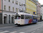 Duewag 6-achser Nr. 38 der Innsbrucker Verkehrsbetriebe (ex-Bielefeld) als Linie 3 am 22.10.2008 in Innsbruck in der Museumstraße
