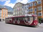 Eine Straenbahn mit Werbung fr Mozartkugel ist am 16.07.2004 In Innsbruck unterwegs.