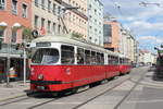 Wien Wiener Linien SL 6 (E1 4508 + c3 1213) X, Favoriten, Quellenstraße / Favoritenstraße am 26. Juni 2017.