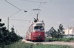 Wien Wiener Stadtwerke-Verkehrsbetriebe SL 167 (E1 4717) X, Favoriten, Kurzentrum Oberlaa am 16. Juli 1974. - Am 18. Feber / Februar 1974 wurde der 167er bis Kurzentrum Oberlaa verlängert. Im Sommer 1974 fand hier in einem neugestalteten Park die Wiener Internationale Gartenschau (WIG 74) statt. - Ab heute dem 2. September 2017 fährt die verlängerte U-Bahnlinie 1 bis Kurzentrum Oberlaa. - Neuer Scan von einem Diapositiv. Film: Agfa CT 18. Kamera: Minolta SRT-101.  