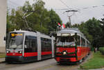 Letzter Betriebstag der Linie 58: Planzug A1 107 und Abschiedszug E1 4523 + c3 1213, Endstelle Unter St.