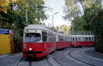 Wien Wiener Linien SL 49 (E1 4503 + c3 1201) XIV, Penzing, Hütteldorf, Bujattigasse (Endst.) am 20. Oktober 2010. - Scan von einem Farbnegativ. Film: Fuji S200. Kamera: Leica C2.