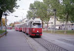 Wien Wiener Linien SL 6 (E1 4521 + c3 1276) XV, Rudolfsheim-Fünfhaus / VII Neubau, Neubaugürtel / Westbahnhof am 19. Oktober 2010. - Scan eines Farbnegativs. Film: Fuji S-200. Kamera: Leica C2.