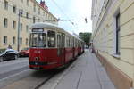 Wien Wiener Linien SL 25 (c4 1316 (Bombardier-Rotax 1974) + E1 4780 (SGP 1972)) II, Donaustadt, Konstanziagasse (Hst. Langobardenstraße) am 26. Juli 2018.