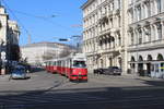 Wien Wiener Linien SL 49 (E1 4536 (Bombardier-Rotax 1974) + c4 1337 (Bombardier-Rotax 1975)) I, Innere Stadt, Hansenstraße / Bellariastraße am 15. Feber / Februar 2019.