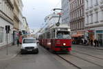 Wien Wiener Linien SL 49 (E1 4539 (Bombardier-Rotax 1974)) XV, Rudolfsheim-Fünfhaus, Rudolfsheim, Märzstraße / Stättermayergasse am 12. Feber / Februar 2019.