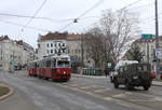 Wien Wiener Linien SL 49 (E1 4554 + c4 1351 (beide: Bombardier-Rotax 1976)) XIV, Penzing, Breitensee, Hütteldorfer Straße / Missindorfstraße am 12. Feber / Februar 2019.