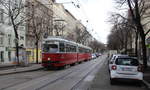 Wien Wiener Linien SL 49 (E2 4554 + c4 1351 (beide: Bombardier-Rotax 1976)) XIV, Penzing, Unterbaumgarten, Hütteldorfer Straße / Waidhausenstraße (Hst.