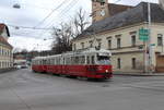 Wien Wiener Linien SL 49 (E1 4519 (Lohnerwerke 1973) + c4 1363 (Bombardier-Rotax, vormals Lohnerwerke, 1976)) XIV, Penzing, Hütteldorf, Linzer Straße / Bergmillergasse / Hüttelbergstraße am 11. Feber / Februar 2019.