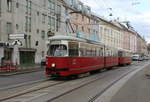 Wien Wiener Linien SL 49 (E1 4549 + c4 1359 (Bombardier-Rotax 1975 bzw. 1976)) XIV, Penzing, Hütteldorf, Linzer Straße / Satzbergasse am 11. Feber / Februar 2019.