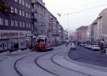 Wien Wiener Stadtwerke-Verkehrsbetriebe (WVB) SL 9 (E 4441 (Lohnerwerke 1964)) XII, Meidling, Meidlinger Hauptstraße im Oktober 1978.