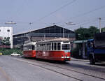 Wien Wiener Stadtwerke-Verkehrsbetriene (WVB) SL T (c3 1247 (Lohnerwerke 1961)) III, Landstraße, Leberstraße / Landstraßer Hauptstraße im Juli 1975.