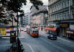 Wien Wiener Stadtwerke-Verkehrsbetriebe (WVB) SL J (L3 498 (Lohnerwerke 1960)) III, Landstraße, Erdbergstraße im Juli 1977. - Scan eines Diapositivs. Kamera: Leica CL. 