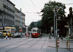 Wien Wiener Stadtwerke-Verkehrsbetriebe (WVB) SL 8 (E1 4829 (SGP 1974)) XVI, Ottakring / VIII, Josefstadt, Lerchenfelder Gürtel / Thaliastraße im Juli 1977. - Scan eines Diapositivs. Kamera: Leica CL.