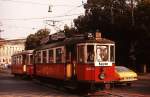 Wien - M 4091 ist an einem Augustmorgen 1975 als Linie 25 auf dem Ring nach Kagran unterwegs