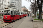 Wien Wiener Linien SL 1 (c5 1498 + E2 4098) Innere Stadt, Franz-Josefs-Kai (Hst. U-Schottenring) am 23. März 2016.