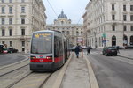 Wien Wiener Linien SL 46 (A1 129) Innere Stadt (1. Bezirk), Schmerlingplatz am 19. Februar 2016. - Im Hintergrund sieht man einen Teil des Naturhistorischen Museums.