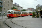 Wien WVB SL 64 (E1 4854 + c3 13xx) Mariahilfer Gürtel (Endstation Westbahnhof, Schleife) im Juli 1982. - Scan von einem Farbnegativ. Film: Kodak Safety Film 5035. Kamera: Minolta SRT-101.