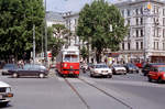 Wien WVB SL 1 (E1 4667 (SGP 1967)) I, Innere Stadt, Schubertring / Schwarzenbergstraße im Juli 1992.