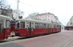 Wien Wiener Linien SL 5 (E1 4782 + c4 1304) XX, Brigittenau, Wallensteinplatz am 12. Februar 2017.