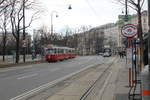 Wien Wiener Linien SL D (E2 4028 + c5 1428) I, Innere Stadt, Burgring / Babenberger Straße am 19. Februar 2017.
