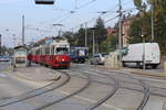 Wien Wiener Linien SL 49 (E1 4558 + c4 1351 (Beide Wagen: Bombardier-Rotax 1976)) XIV, Penzing, Oberbaumgarten, Linzer Straße (Hst. Baumgarten) am 17. Oktober 2018. 