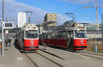 Wien Wiener Linien SL D (E2 4019 + c5 1419 / E2 4016 + c5 1416) X, Favoriten, Karl-Popper-Straße / Alfred-Adler-Straße (Endstation) am 14.