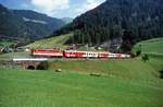 ÖBB 1142 XXX mit CityShuttle-Wendezuggarnitur als Regionalzug zum Brenner (St. Jodok, 26.08.2001); digitalisiertes Dia.