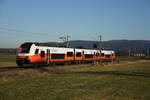 Der CityJet 4744 003 ist am 30.12.2016 mit einem Regionalzug Richtung Sigmundsherberg unterwegs. Hier der Zug bei Muckendorf-Wipfing.