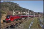 1116 230 mit Railjet in St.Georgen am Längsee am 18.12.2018.