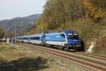 1216 235 als Railjet 71 bei Pernegg am 4.11.2016.