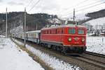 1110.505 mit Sonderzug bei Niklasdorf am 23.01.2018.